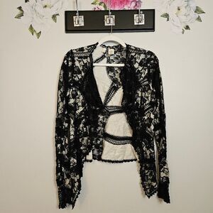 Anthropologie Moth Black Lace Jacket